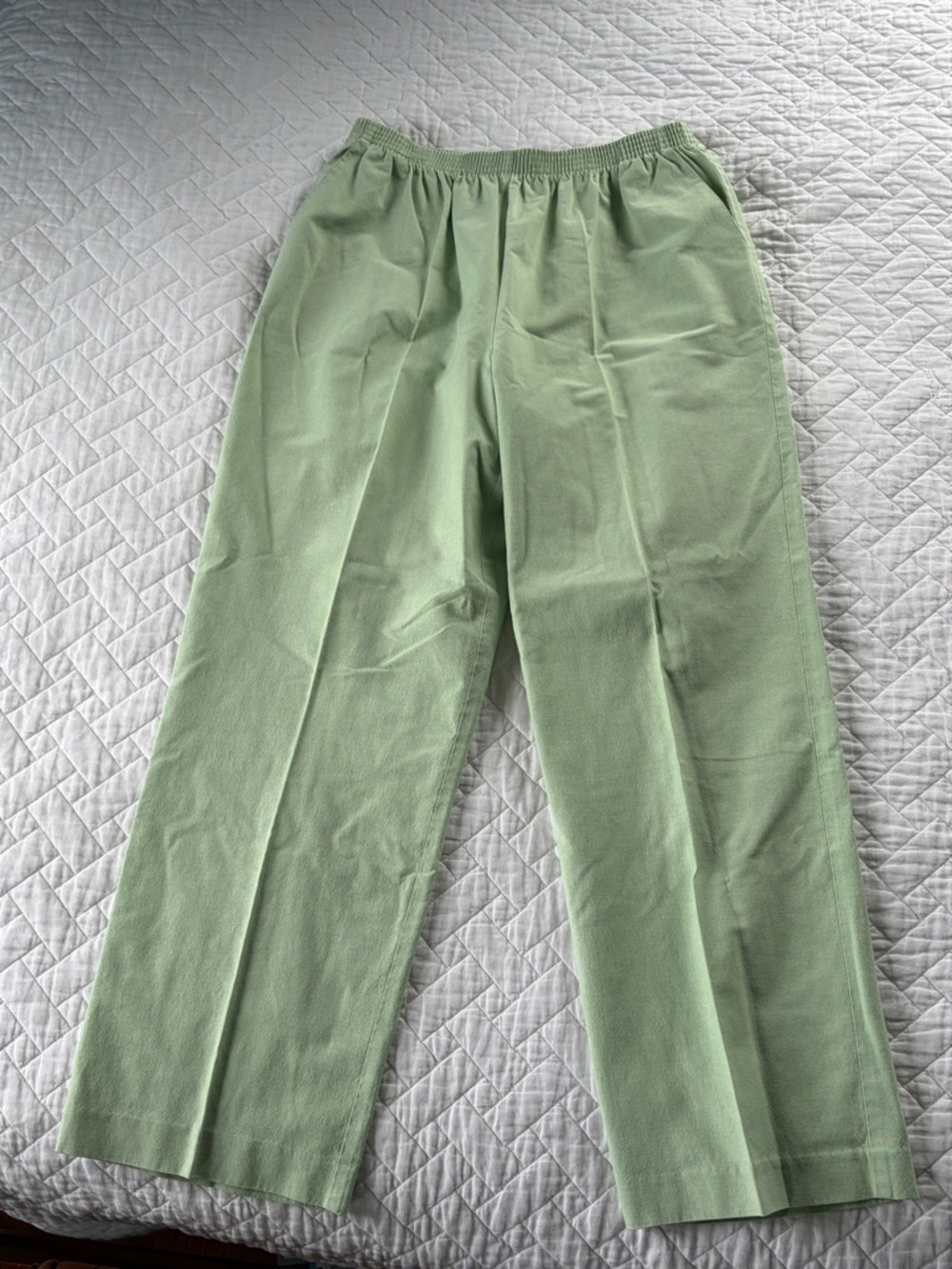 Alfred Dunner pastel Green Elastic-Waist pleated trouser pant 16